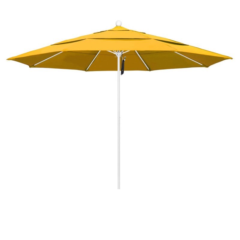 California Umbrella Venture 11' White Market Umbrella in Yellow