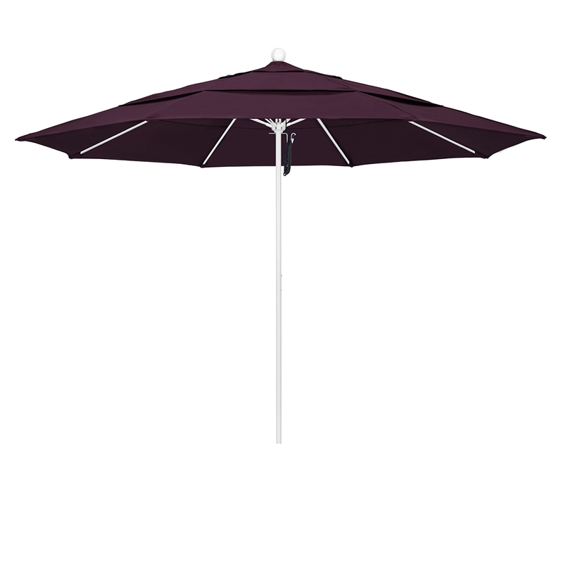 California Umbrella Venture 11' White Market Umbrella in Purple