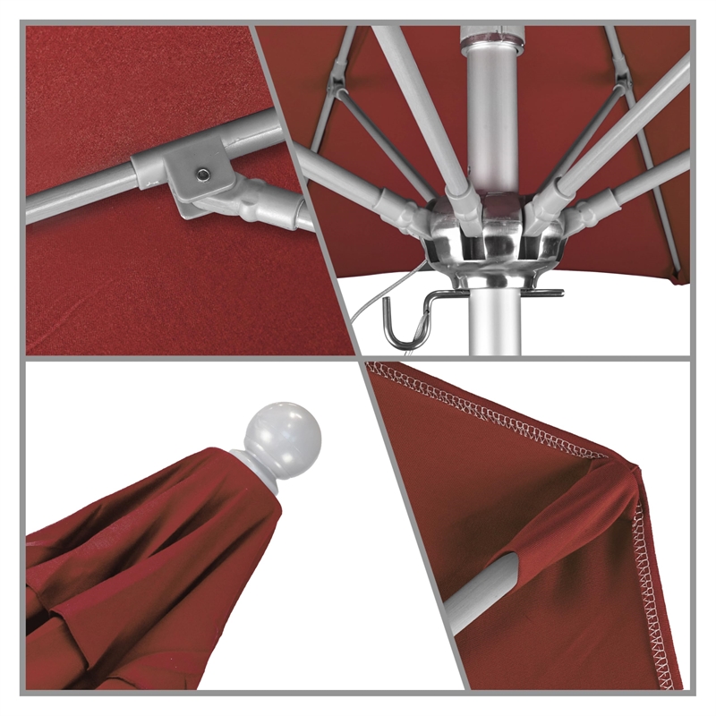 California Umbrella Venture 6' Silver Market Umbrella in Jockey Red