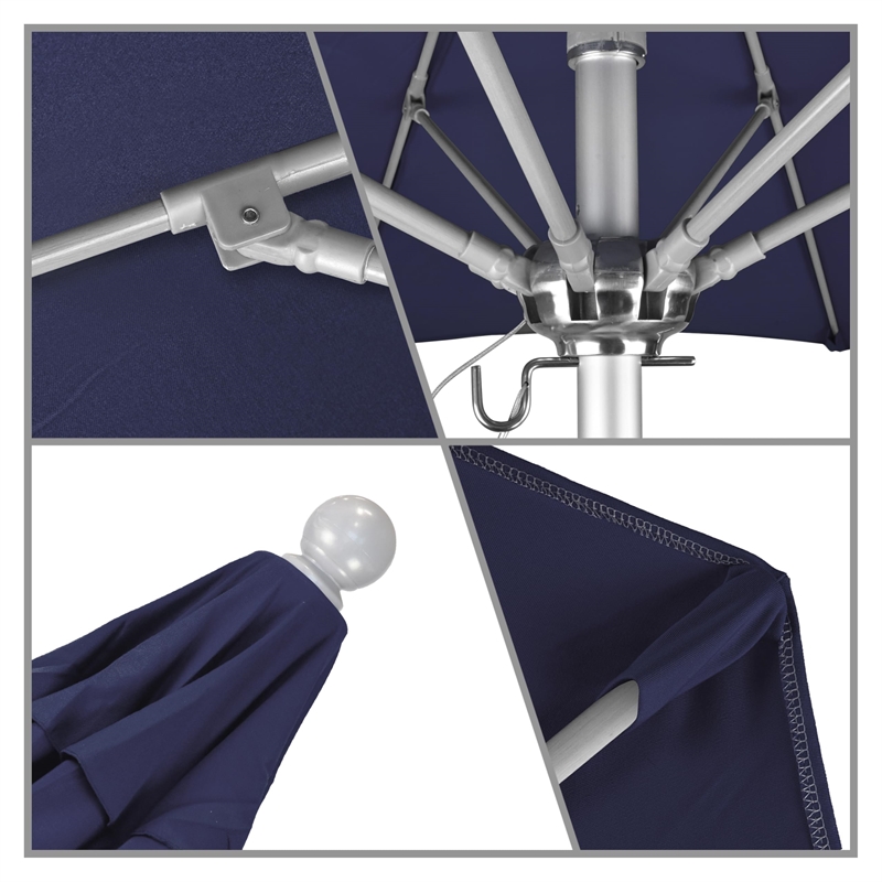 California Umbrella Venture 6' Silver Market Umbrella in Navy