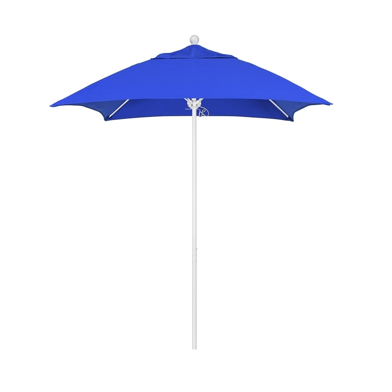 California Umbrella Venture 6' White Market Umbrella in Blue