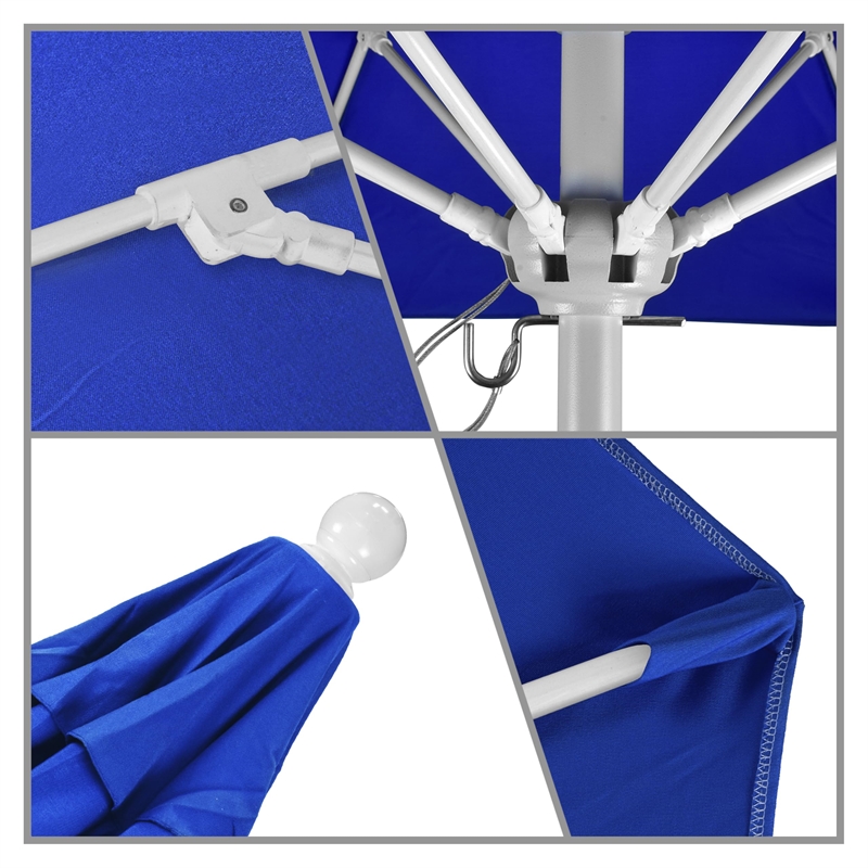 California Umbrella Venture 6' White Market Umbrella in Blue