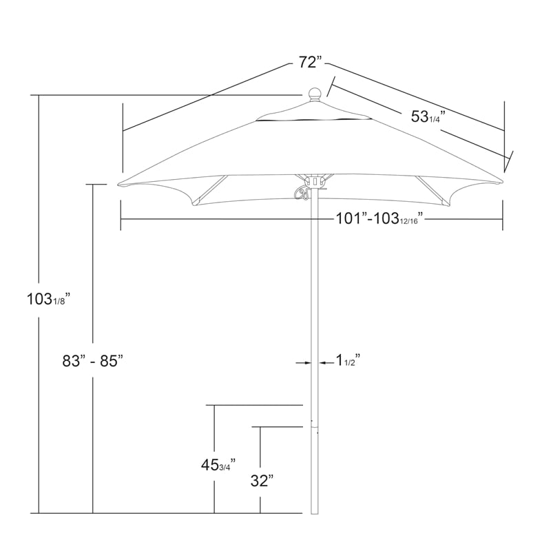 California Umbrella Venture 6' White Market Umbrella in Black