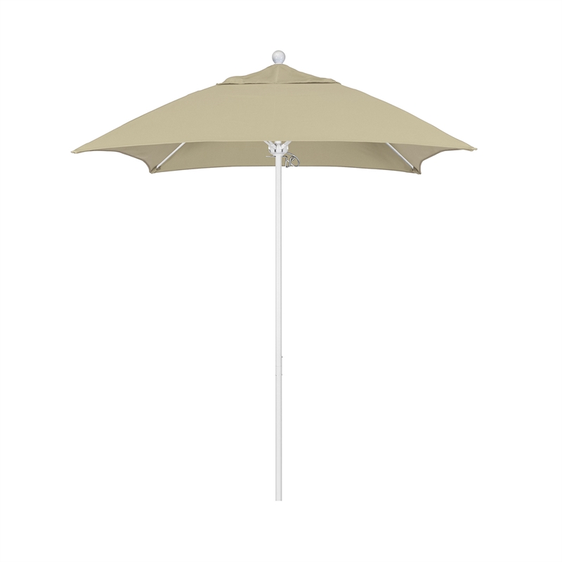 California Umbrella Venture 6' White Market Umbrella in Beige