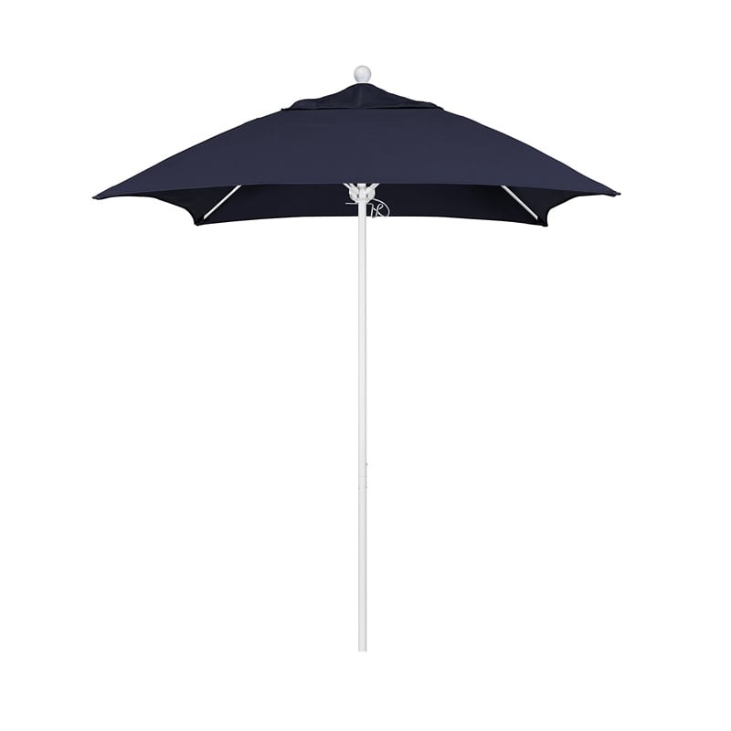 California Umbrella Venture 6' White Market Umbrella in Navy