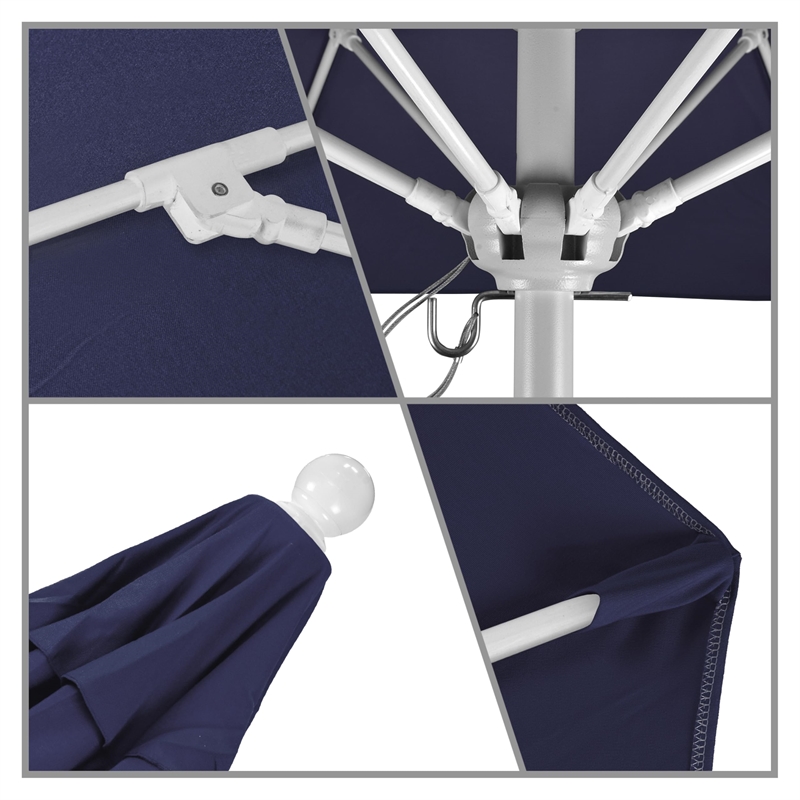 California Umbrella Venture 6' White Market Umbrella in Navy