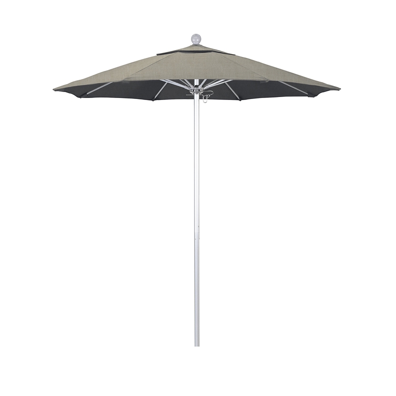 California Umbrella Venture 7.5' Silver Market Umbrella in Dove
