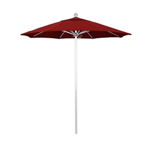 California Umbrella Venture 7.5' Silver Market Umbrella in Jockey Red