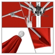 California Umbrella Venture 7.5' Silver Market Umbrella in Jockey Red