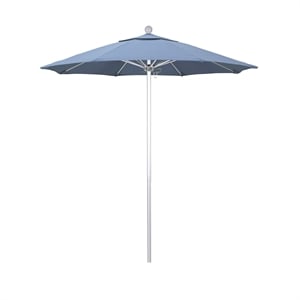 California Umbrella Venture 7.5' Silver Market Umbrella in Air Blue