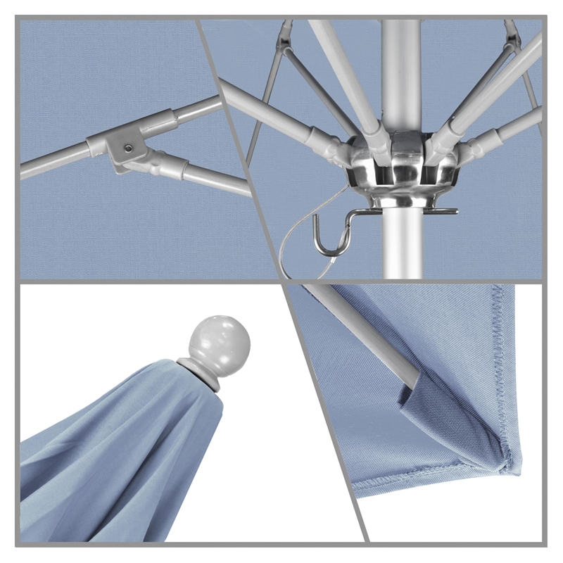 California Umbrella Venture 7.5' Silver Market Umbrella in Air Blue