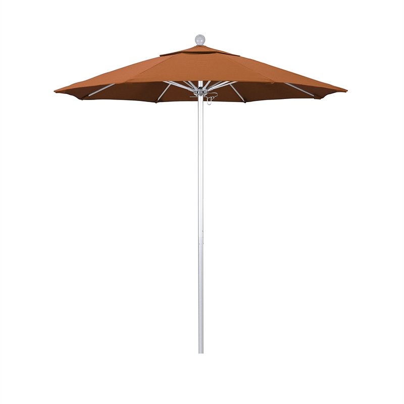 California Umbrella Venture 7.5' Silver Market Umbrella in Tuscan