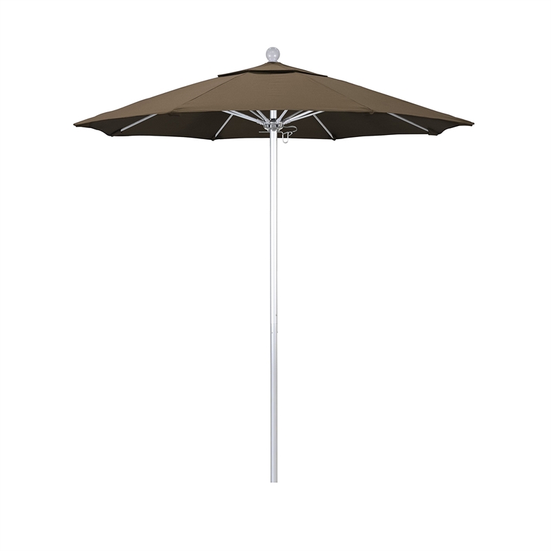 California Umbrella Venture 7.5' Silver Market Umbrella in Cocoa