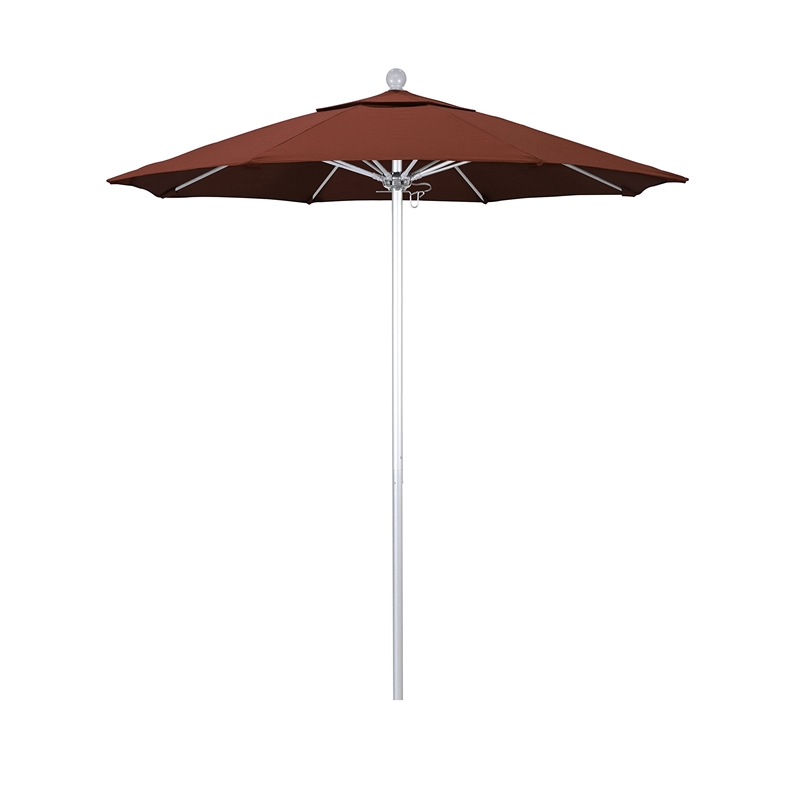 California Umbrella Venture 7.5' Silver Market Umbrella in Terracotta