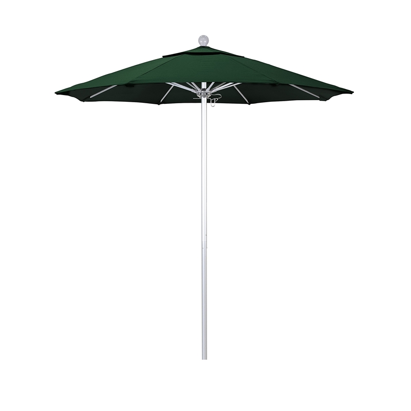 California Umbrella Venture 7.5' Silver Market Umbrella in Green