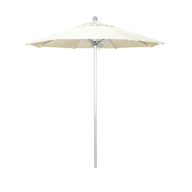 California Umbrella Venture 7.5' Silver Market Umbrella in Canvas