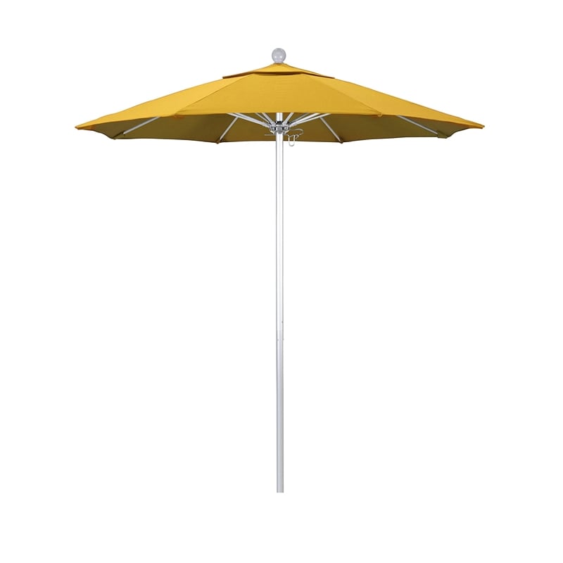 California Umbrella Venture 7.5' Silver Market Umbrella in Yellow