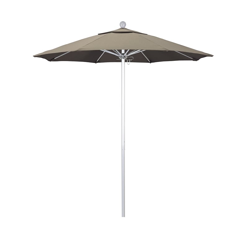 California Umbrella Venture 7.5' Silver Market Umbrella in Taupe