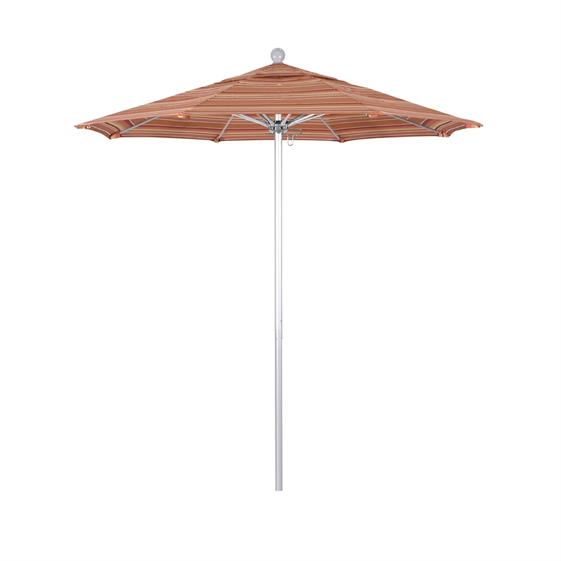 California Umbrella Venture 7.5' Silver Market Umbrella in Dolce Mango