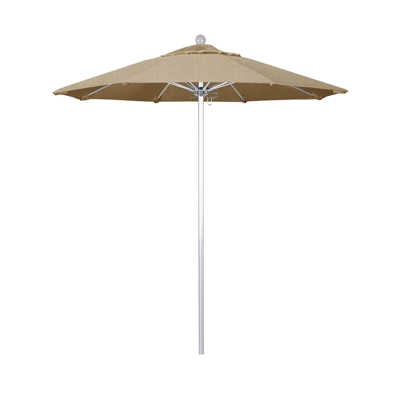 California Umbrella Venture 7.5' Silver Market Umbrella in Linen