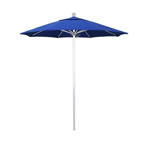 California Umbrella Venture 7.5' Silver Market Umbrella in Royal Blue