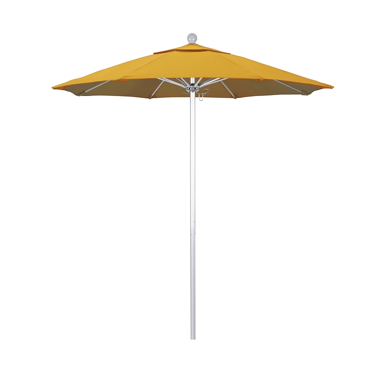 California Umbrella Venture 7.5' Silver Market Umbrella in Lemon