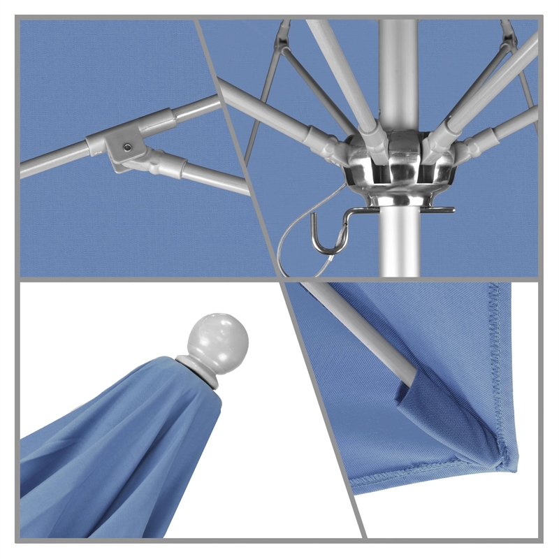 California Umbrella Venture 7.5' Silver Market Umbrella in Frost Blue