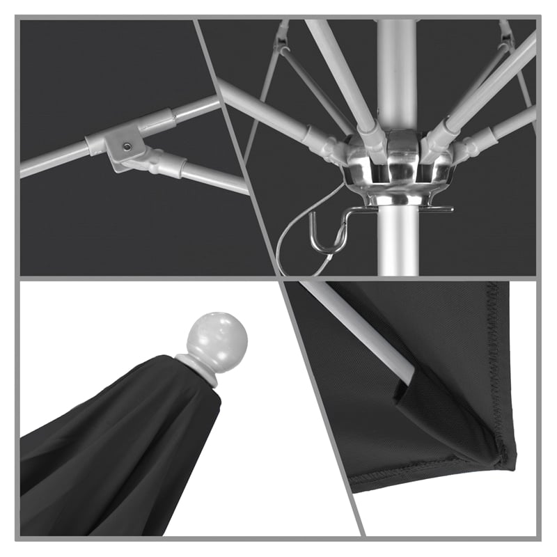 California Umbrella Venture 7.5' Silver Market Umbrella in Black
