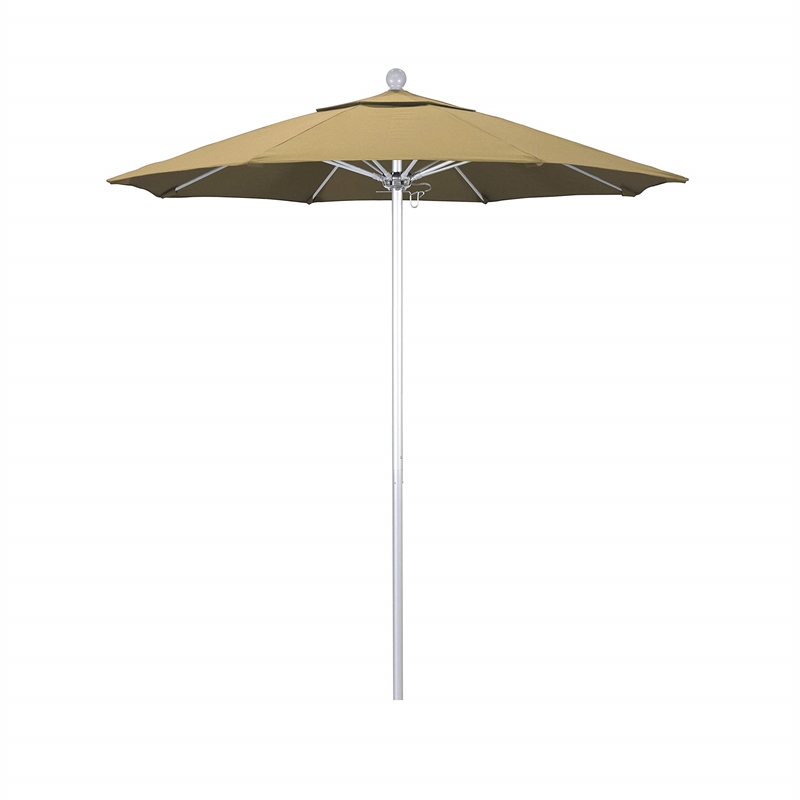 California Umbrella Venture 7.5' Silver Market Umbrella in Champagne