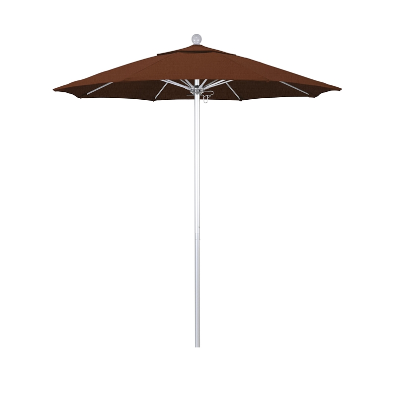 California Umbrella Venture 7.5' Silver Market Umbrella in Terracotta