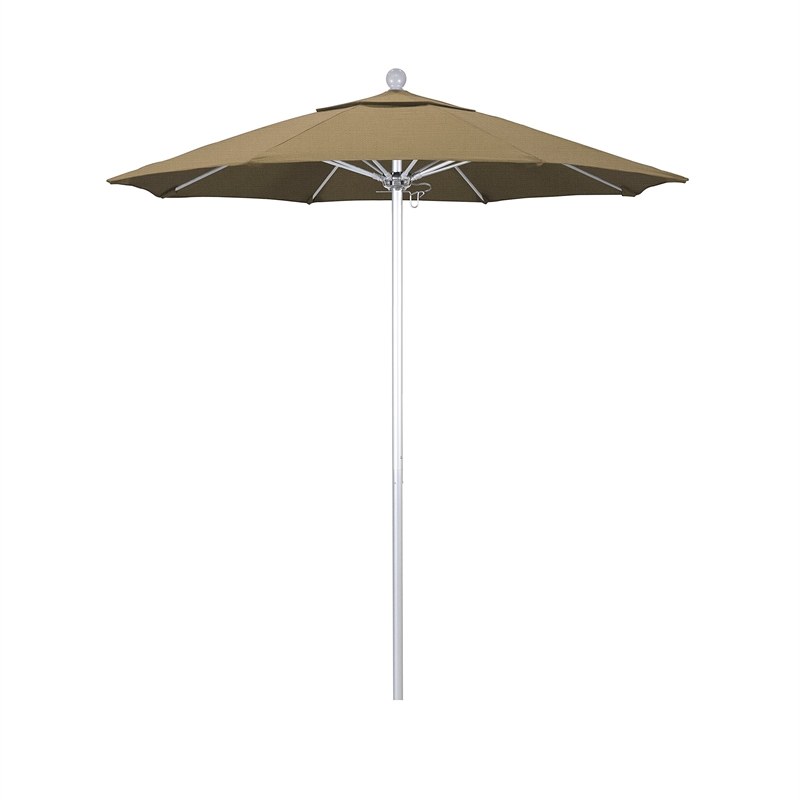 California Umbrella Venture 7.5' Silver Market Umbrella in Straw