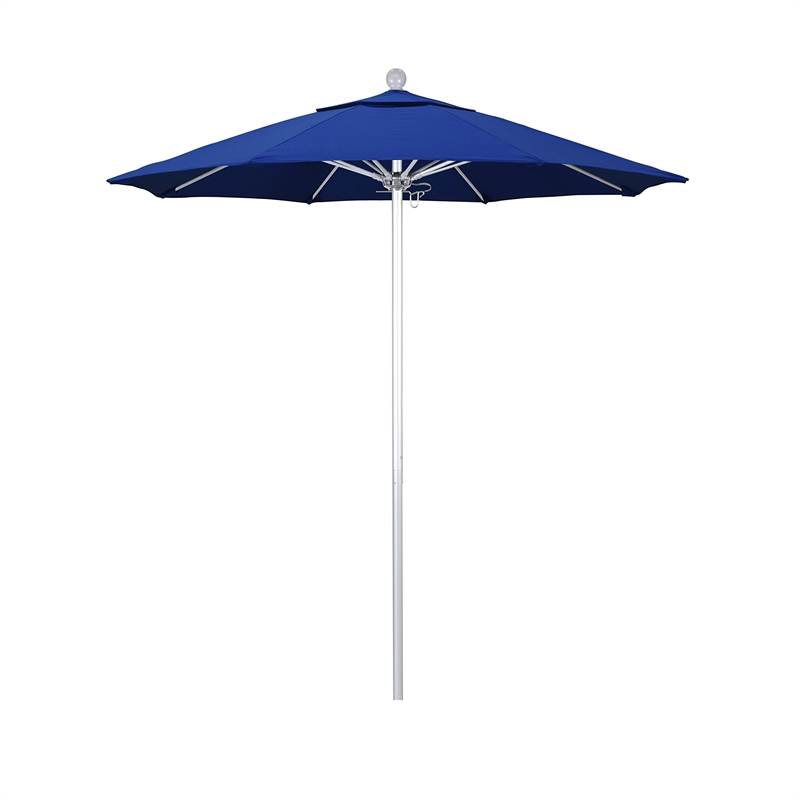 California Umbrella Venture 7.5' Silver Market Umbrella in Blue