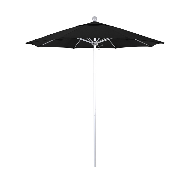 California Umbrella Venture 7.5' Silver Market Umbrella in Black