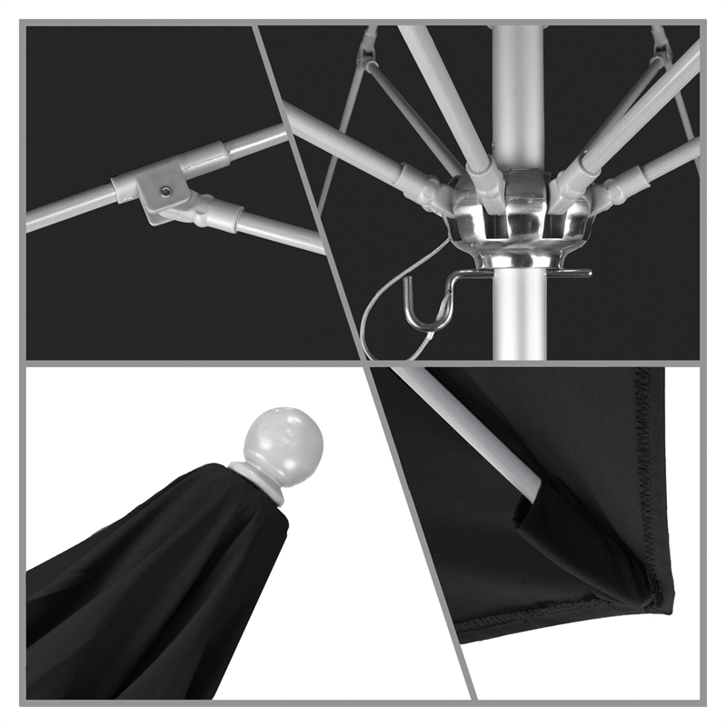 California Umbrella Venture 7.5' Silver Market Umbrella in Black