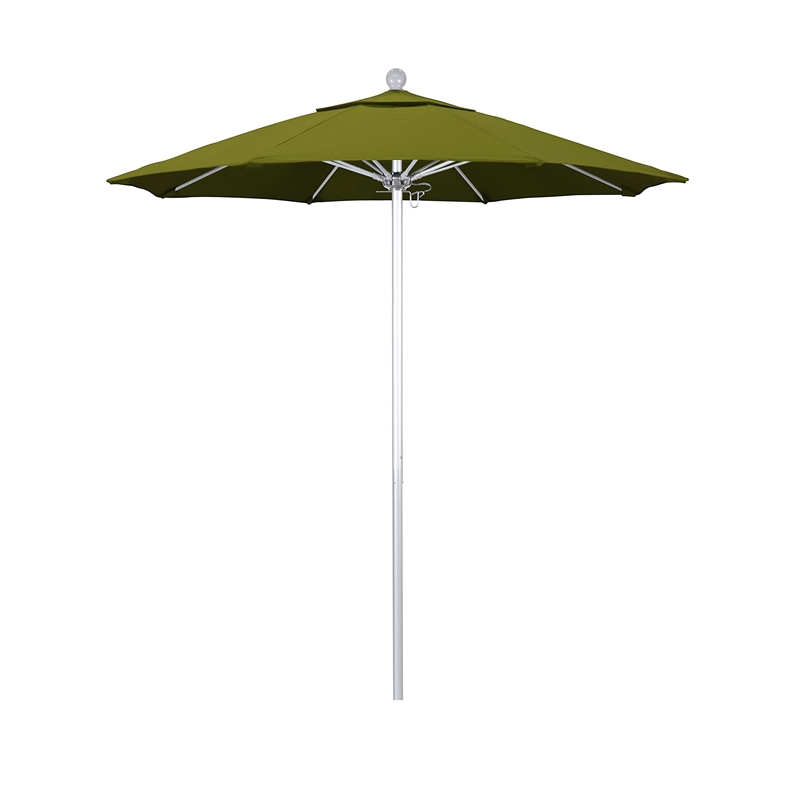 California Umbrella Venture 7.5' Silver Market Umbrella in Ginkgo