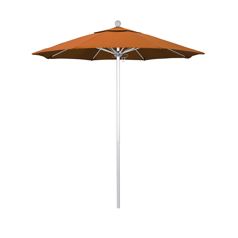 California Umbrella Venture 7.5' Silver Market Umbrella in Tuscan
