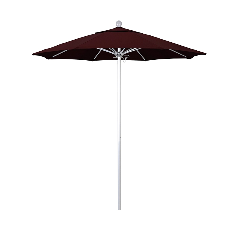California Umbrella Venture 7.5' Silver Market Umbrella in Burgundy