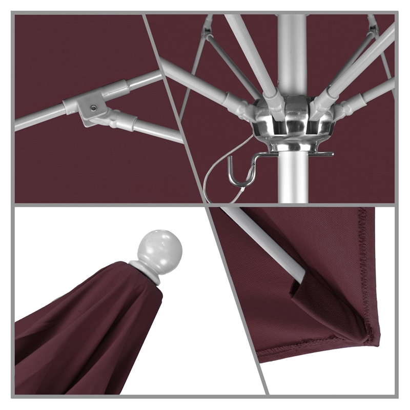 California Umbrella Venture 7.5' Silver Market Umbrella in Burgundy