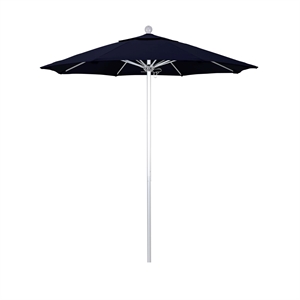 California Umbrella Venture 7.5' Silver Market Umbrella in Navy Blue