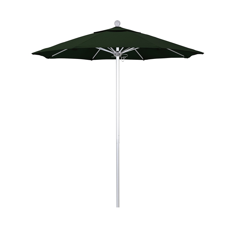 California Umbrella Venture 7.5' Silver Market Umbrella in Green