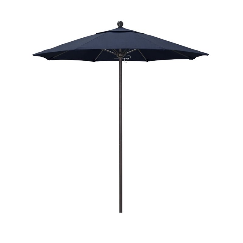 California Umbrella Venture 7.5' Bronze Market Umbrella in Indigo