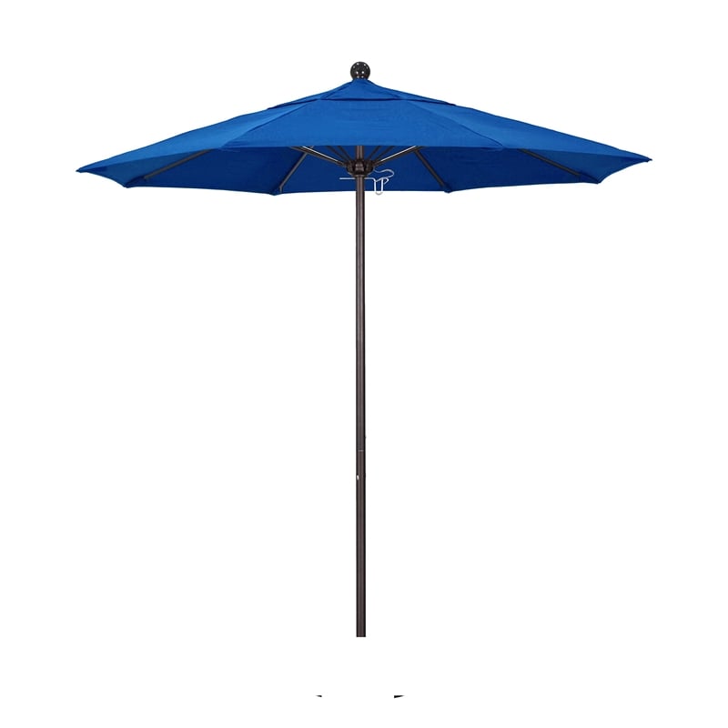 California Umbrella Venture 7.5' Bronze Market Umbrella in Blue