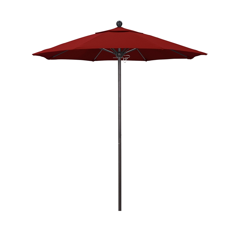 California Umbrella Venture 7.5' Bronze Market Umbrella in Jockey Red