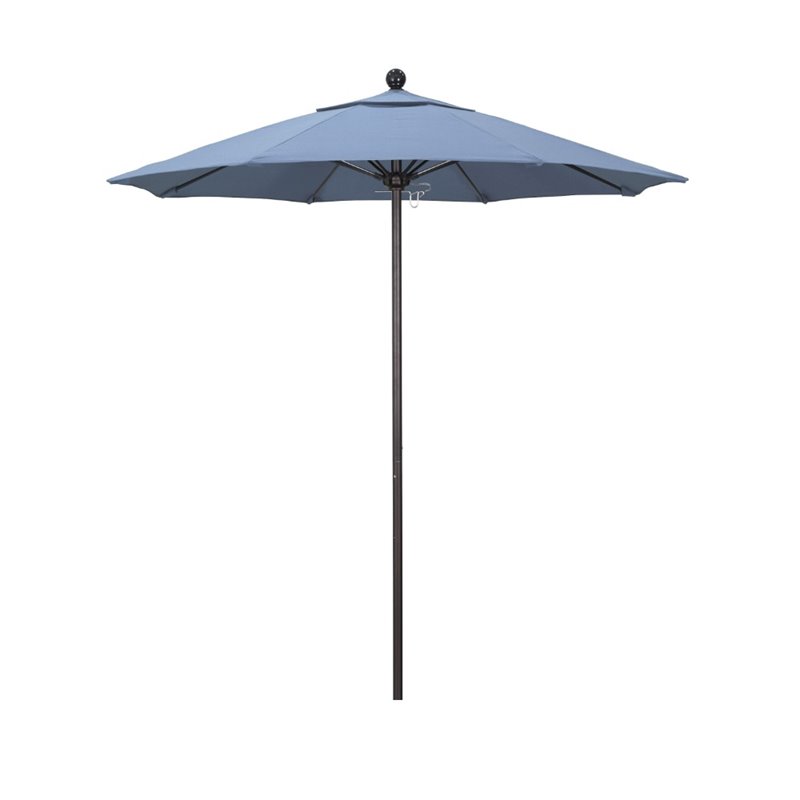 California Umbrella Venture 7.5' Bronze Market Umbrella in Air Blue