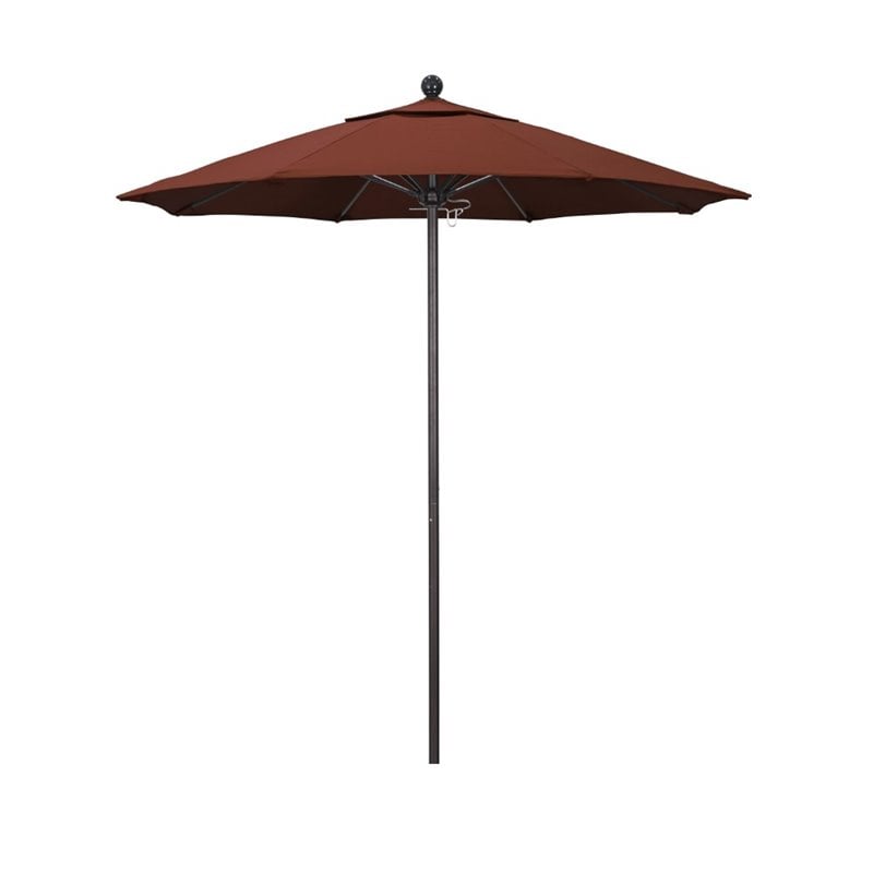 California Umbrella Venture 7.5' Bronze Market Umbrella in Terracotta