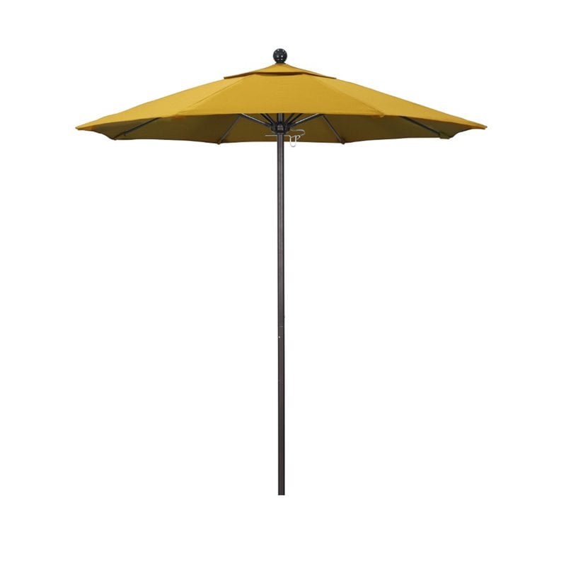 California Umbrella Venture 7.5' Bronze Market Umbrella in Yellow