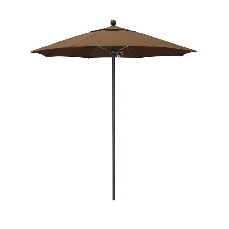 California Umbrella Venture 7.5' Bronze Market Umbrella in Canvas Teak