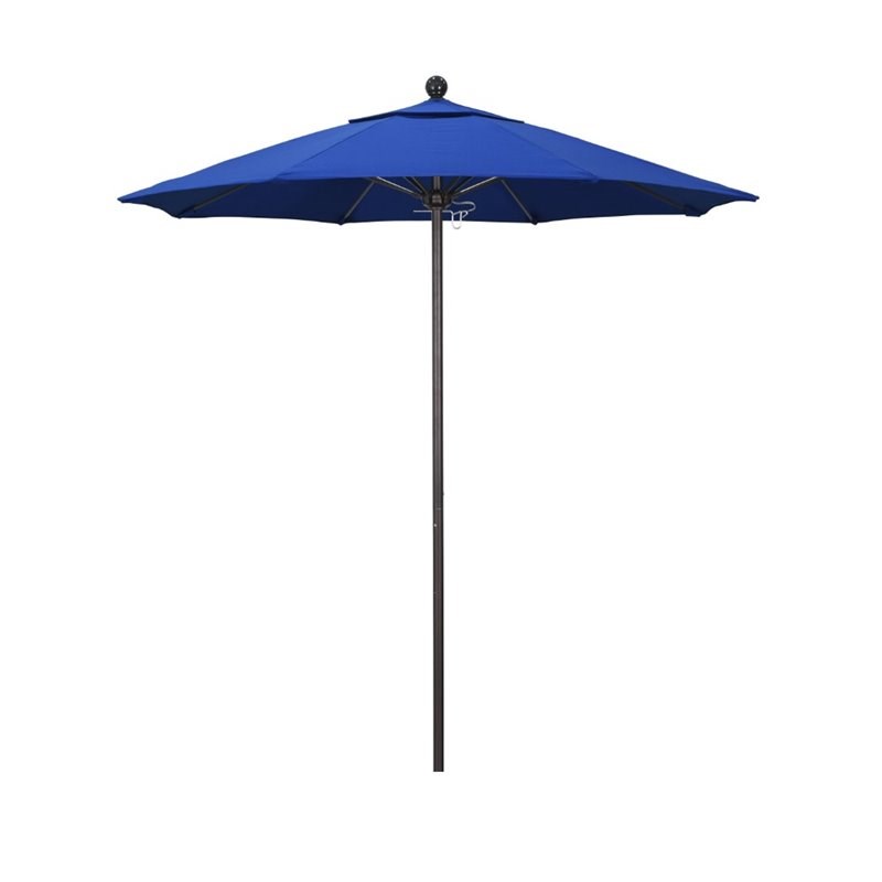 California Umbrella Venture 7.5' Bronze Market Umbrella in Royal Blue