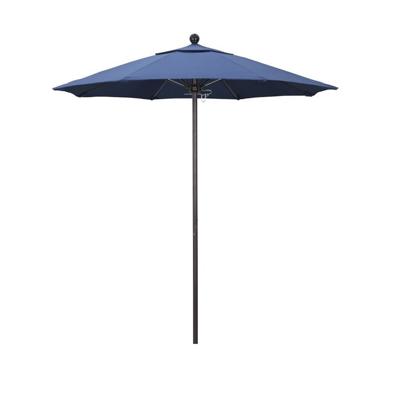 California Umbrella Venture 7.5' Bronze Market Umbrella in Frost Blue