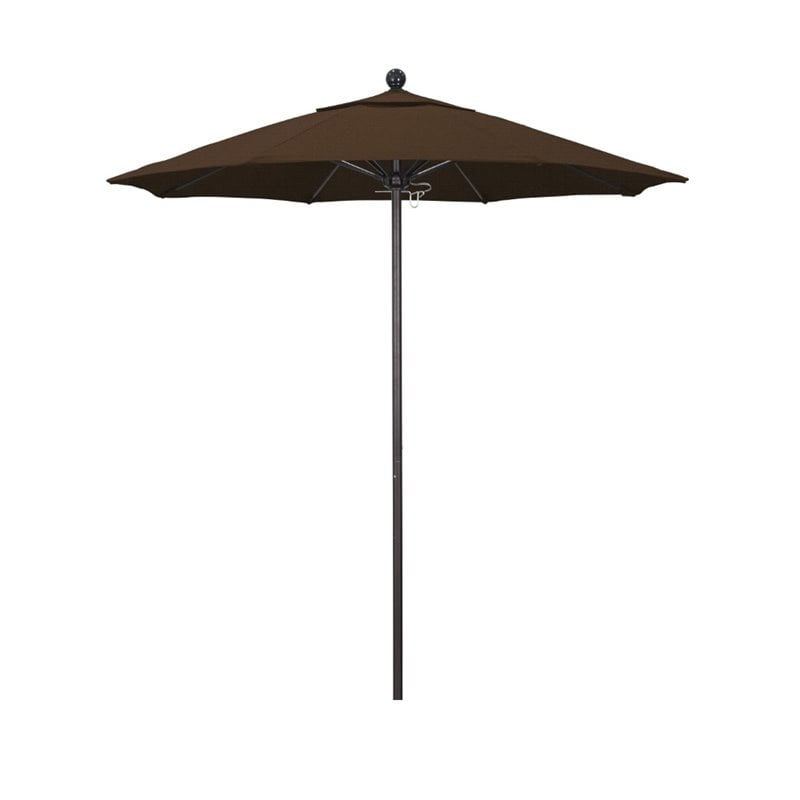 California Umbrella Venture 7.5' Bronze Market Umbrella in Teak